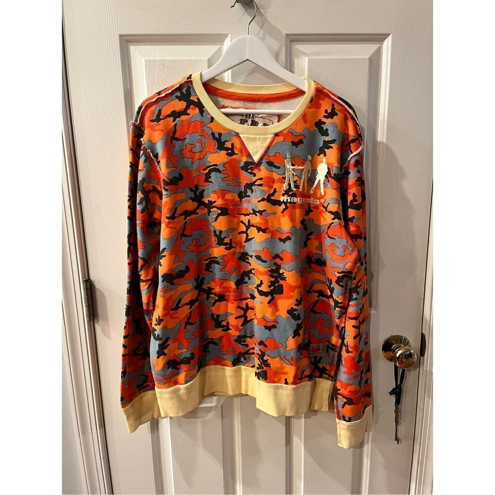 Magents South Afrikan X Mauritan Streetwear Orange Camo Elbow Patch Sweatshirt L